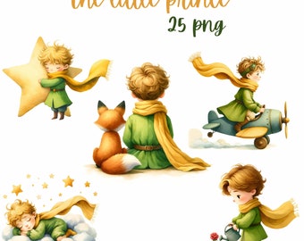 Adventures of The Little Prince: 25 PNG Illustrations - Instant Download - Commercial Use - HQ transparency - sublimation - best seller