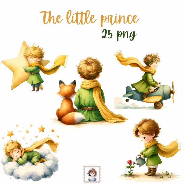 Adventures of The Little Prince: 25 PNG Illustrations - Instant Download - Commercial Use - HQ transparency - sublimation - best seller