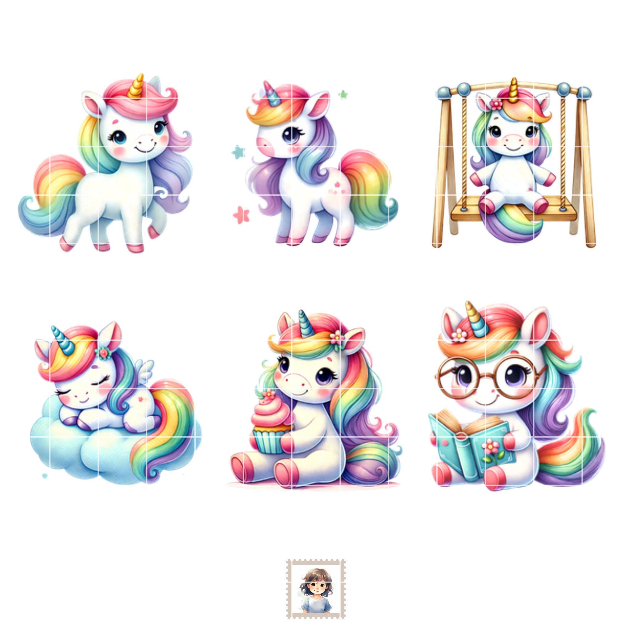 Watercolor Baby Unicorn Clipart: Rainbow PNG Collection (36 Files) - Etsy