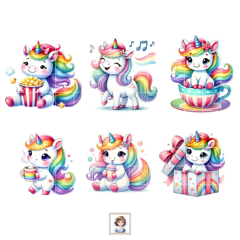 Watercolor Baby Unicorn Clipart: Rainbow PNG Collection (36 Files) - Etsy