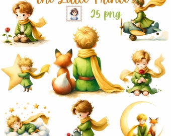 Adventures of The Little Prince: 25 PNG Illustrations - Instant Download - Commercial Use - HQ transparency - sublimation - best seller