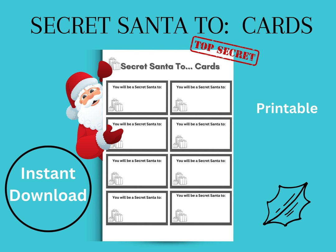 Secret Santa Cards PRINTABLE Christmas Gift Exchange - Etsy