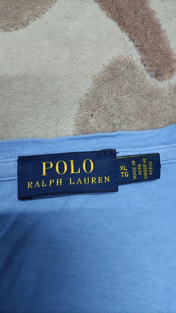 Sky blue V-neck T-shirt Ralph Lauren XL - image 9