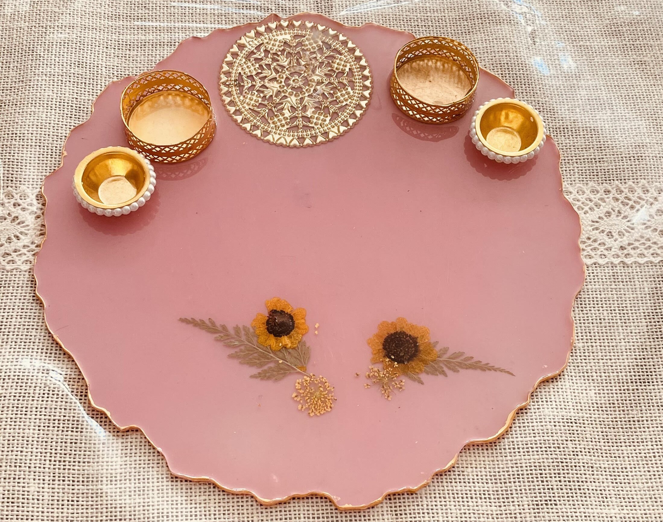Hand-made Epoxy Resin Pooja Thali/ 10 Inches / Rakhi Resin Platter ...