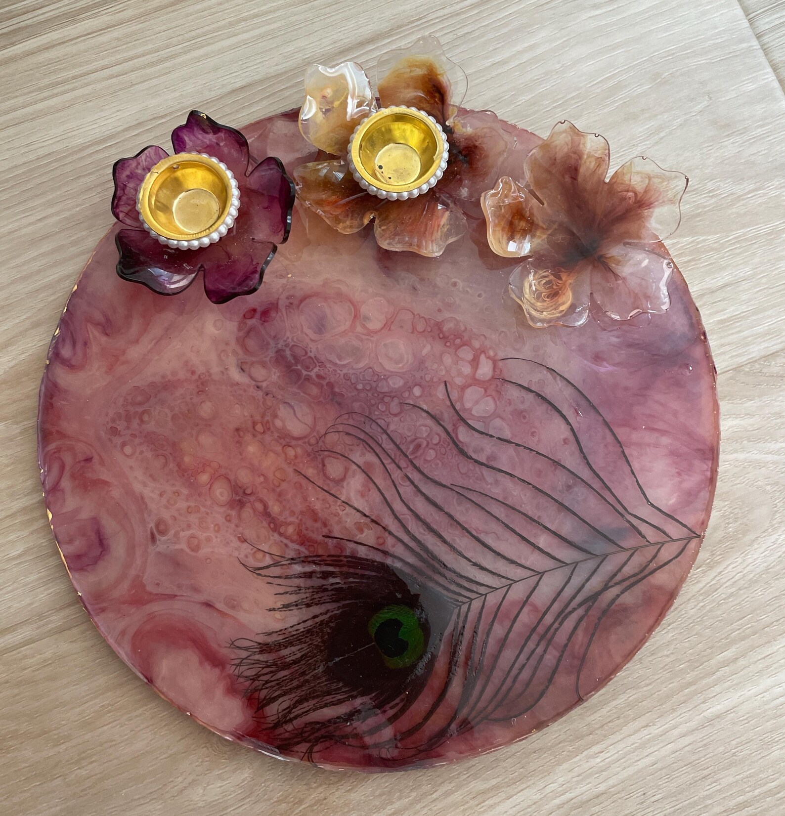 Hand-made Epoxy Resin Pooja Thali/ 10 Inches / Rakhi Resin Platter ...