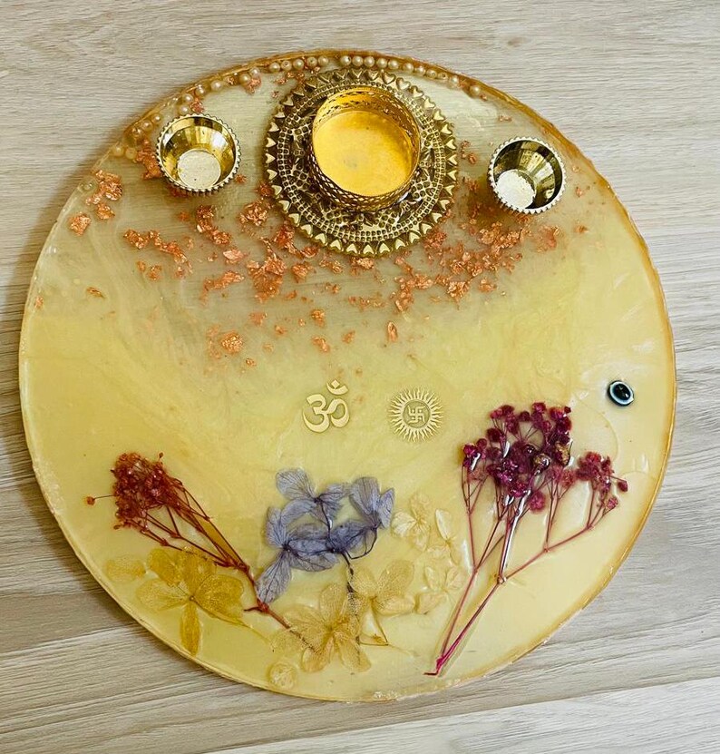 Hand-made Epoxy Resin Pooja Thali/ 10 Inches / Rakhi Resin Platter ...