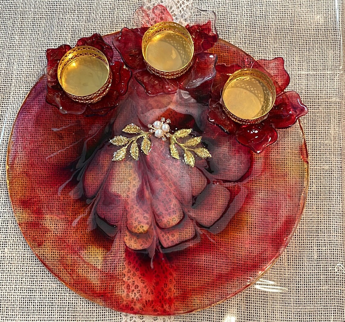 Hand-made Epoxy Resin Pooja Thali/ 10 Inches / Rakhi Resin Platter ...