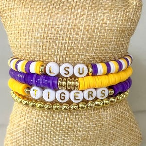 LSU, Tigers, Lsu Tigers, Unviersity lsu, Lsu gift, College gift, College bracelets, Teacher gifts, Stacking bracelets, LSU Bracelets