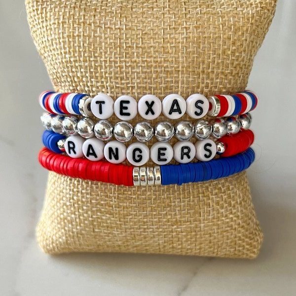 Texas Rangers bracelets, MLB bracelets, baseball bracelets, Texas Rangers jewelry, Texas Rangers gift, Stacking bracelets, Texas Rangers
