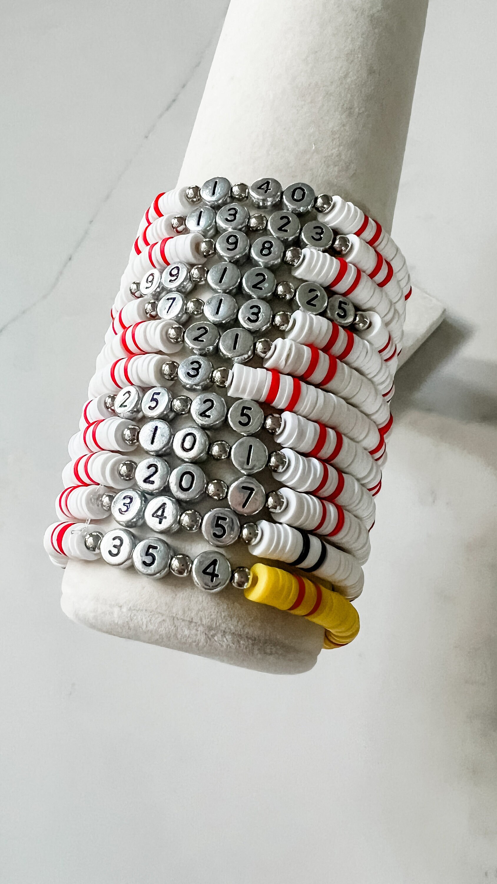 Softball Mom Clay Bead Bracelet Stacked