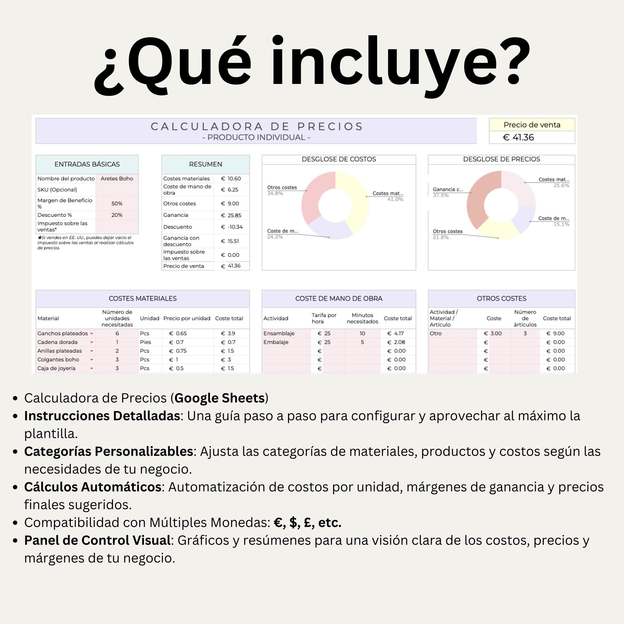 Calculadora De Precios En Google Sheets, Hoja De Cálculo Para ...