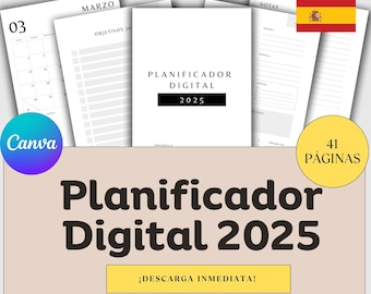 Spanish Digital Planner 2025, Canva Editable (Digital Download)