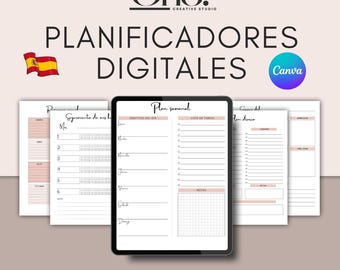 Digital Planner Spanish, Daily, Monthly, Habit Tracker (Canva Download)