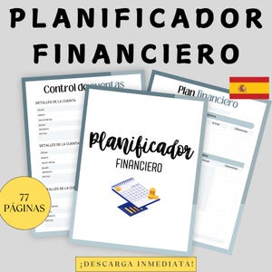 Planificador financiero, Planificación financiera, Objetivos financieros, Herramientas financieras, En Español, Editable con Canva, Finanzas