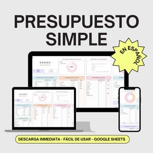 Planificador de Presunto Digital, Plantilla de Presunto Google Sheets, Organizador Financeiro Digital, Control de Gastos y Ahorros