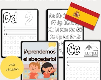 Spanish Alphabet Printable, Educational Learning Activities, Handwriting Practice (Digital Download)