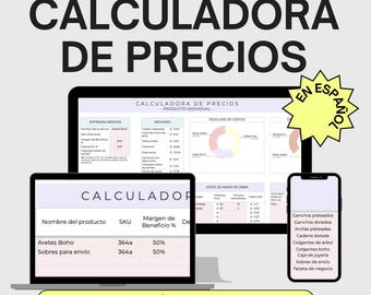 Calculadora de Precios en Google Sheets, Hoja de Cálculo para Establecer Tarifas, Herramienta de Cálculo para Negocios, Estimación de Costos
