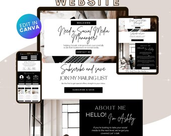 Social Media Manager Website Template | Canva Coaching Website (Digital)