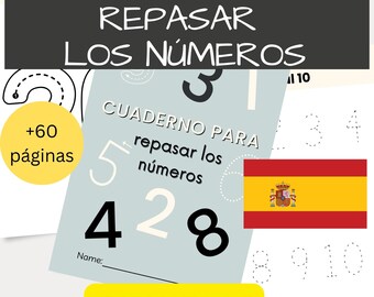 Spanish Number Tracing Workbook, Preschool Math Skills, Writing Practice (A4 PDF)