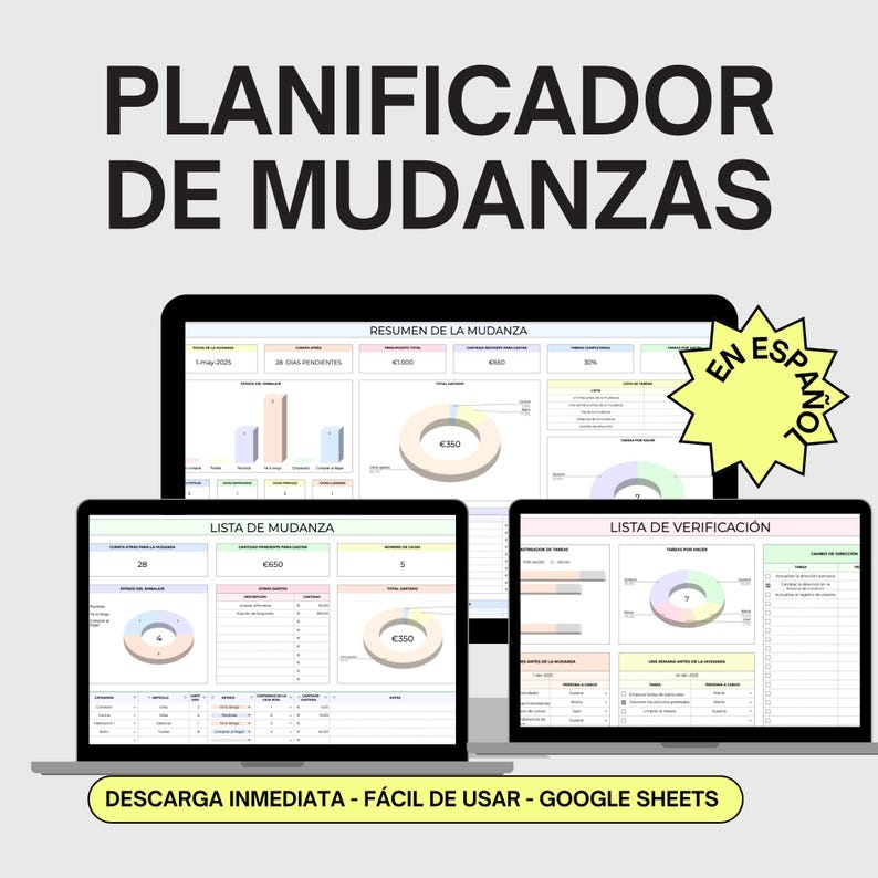 Moving Planner Spreadsheet, Box Tracker, Checklist (spanish Google ...
