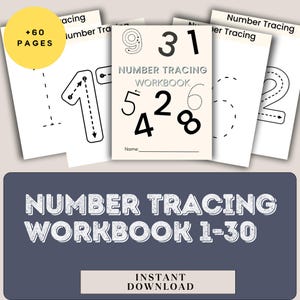 Number Tracing Workbook for Kids 1-30 | Preschool Writing Practice | Printable Educational Worksheets | Fine Motor Skills Activity