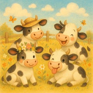 Grillige koe kwekerij print: land boerderijdieren kunst (digitale download)