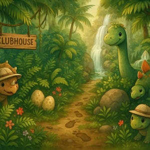 Jurassic Jungle Hideout | Nursery Wall Art | Kids’ Room Printable | Digital Download