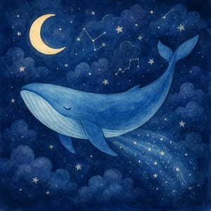 Starry Sky Whale | Nursery Wall Art | Kids’ Room Printable | Digital Download