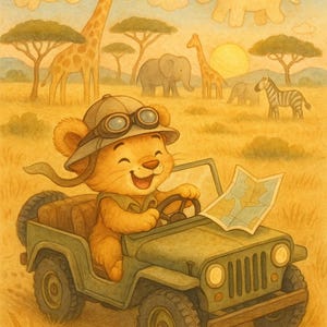Safari Jeep Across the Savannah | Nursery Wall Art | Kids’ Room Printable | Digital Download