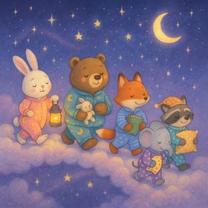 The Pajama Parade | Nursery Wall Art | Kids’ Room Printable | Digital Download