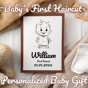 Baby&#39;s First Haircut | Personalized Baby Gift | Baby Memory Frame | 1st Birthday Gift | Nursery Room Decor | My First Hair | DIY