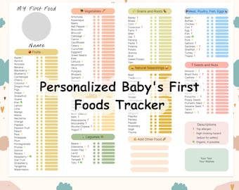 Personalized Baby's First Foods Tracker | Baby-led Weaning | BLW | Food Checklist PDF | Baby Food Log | Baby Food Diary