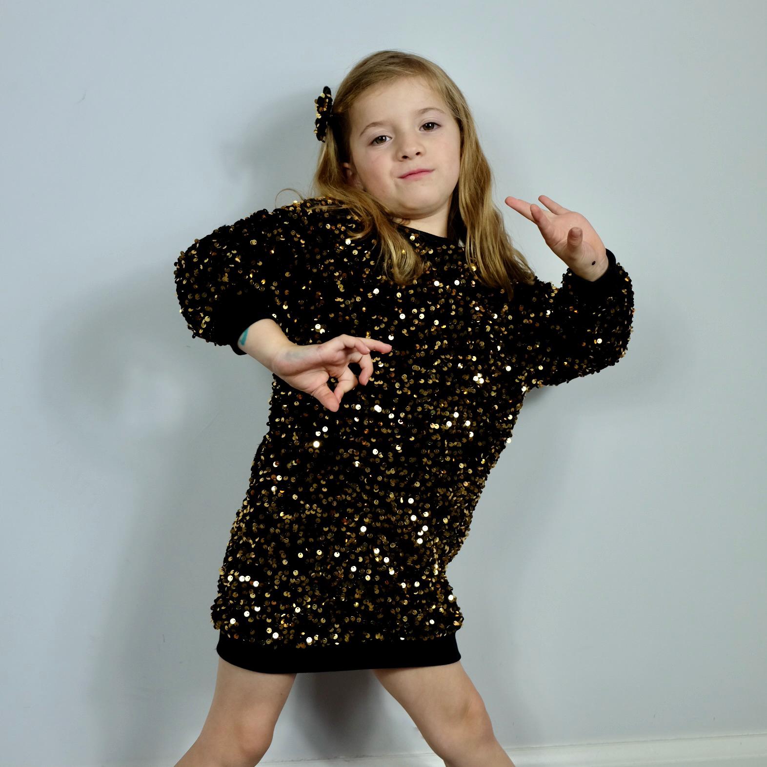Girls Sequin Jumper Dress: Sparkly Velvet Party Dress