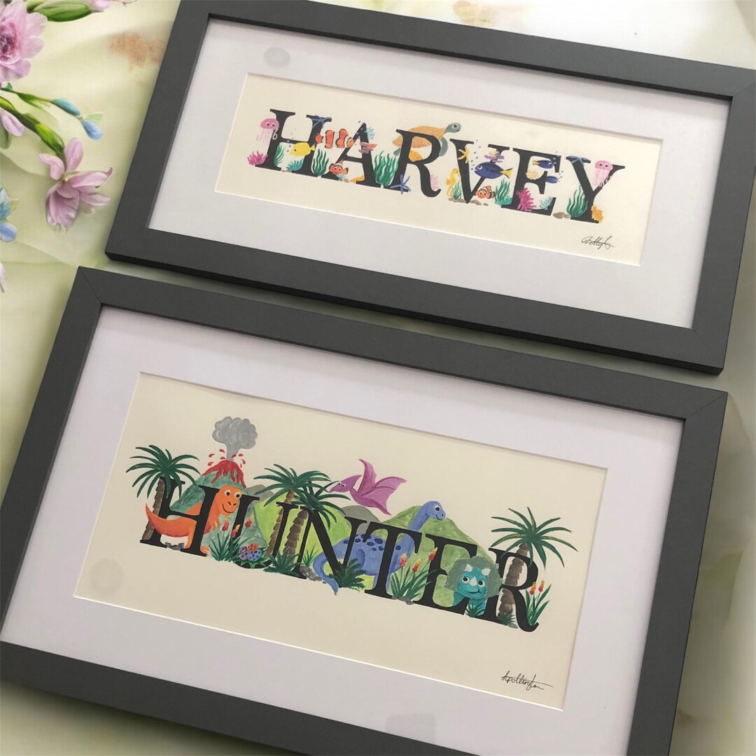 Personalized Name Illustration: Custom Watercolor Artwork, Birthday ...