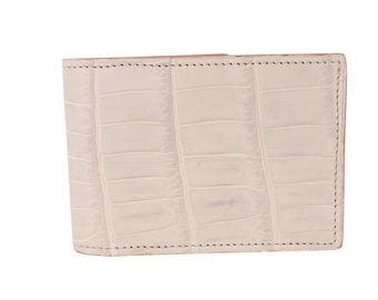 Exclusive Wallet Made of Cream Alligator and Nappa Leather