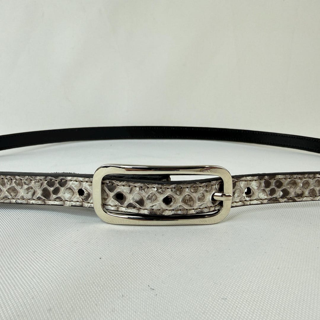 Womens Skinny Python Belt 2cm | Genuine Snakeskin | Classic Rectangular ...