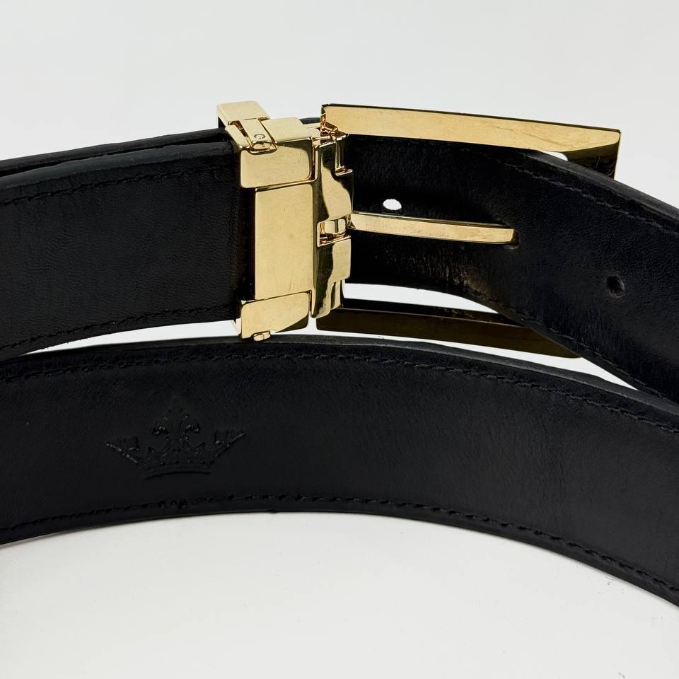 Handmade Black Alligator Leather Belt With Gold Italian  display picture 2