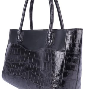 Black Grace&quot; Bag in Genuine Alligator and Nappa Leather