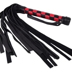 Nappa Leather Flogger with Black and Red Accents