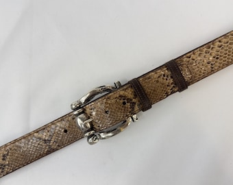 Western Python Belt 4cm | Genuine Snakeskin | Antique Silver Buckle | Cowboy Style Leather Belt | Yellowstone Vibes | Custom Size Beige