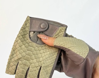 Elegant Genuine Python Leather Gloves | Soft, Durable & Flexible Handmade Luxury Accessory