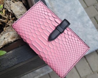 Luxurious Python Leather Wallet in Elegant Pink Color