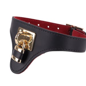 Leather Choker Made of Napa Leather with Golden Metal Elements