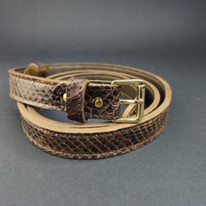 Slim Brown Python Belt 1", Luxury Alligator Leather Accents Waistband for Jeans, Bespoke Handcrafted Unisex Belt, Elegant Gift for Him