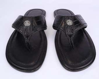 Elite flip-flops made of genuine alligator leather with a leather sole.