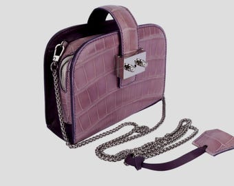 Lilac Alligator Leather Bag