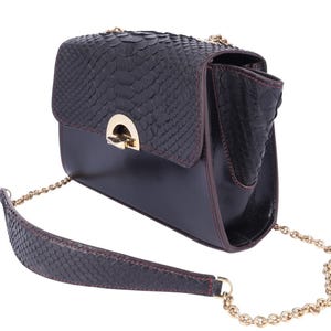 Structured Python and Nappa Leather Bag – Black Harmony of Luxury