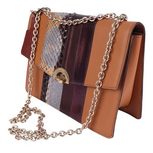 Ethno-Glam Designer Bag in Genuine Python and Nappa Leather