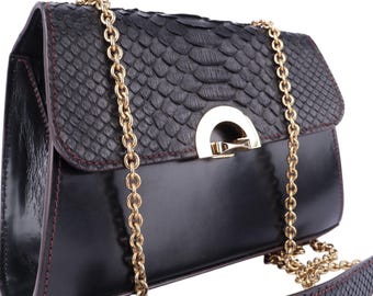 Torebka ze skóry pytona i nappa – Czarna harmonia luksusu