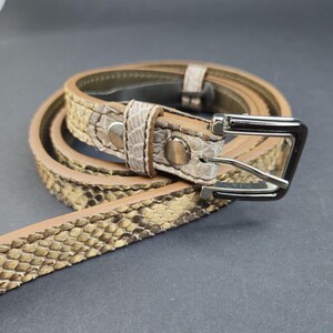 Narrow Python Leather Belt 2.5cm, Alligator Leather Details Unisex Waistband, Luxury Exotic Skin Belt, Silver Hardware Custom Size Gift